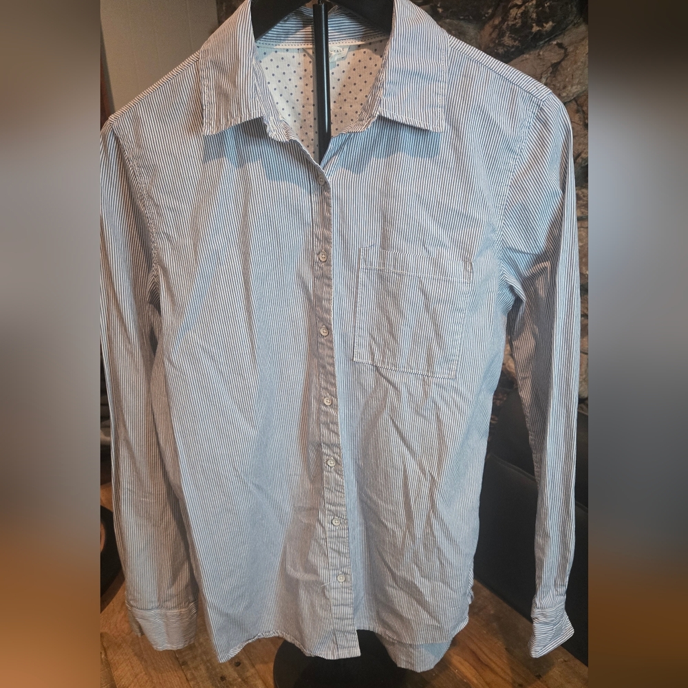 Aeropostale  Womens Light Blue Striped Button Down Shirt